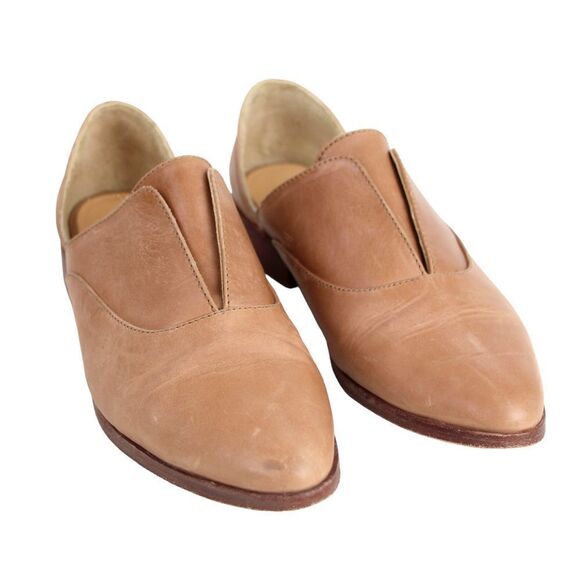 Nisolo TAN BROWN GENUINE LEATHER POINTED TOE LOW HEEL SLIP ON LOAFER SHOES Sz 8 - Picture 1 of 10